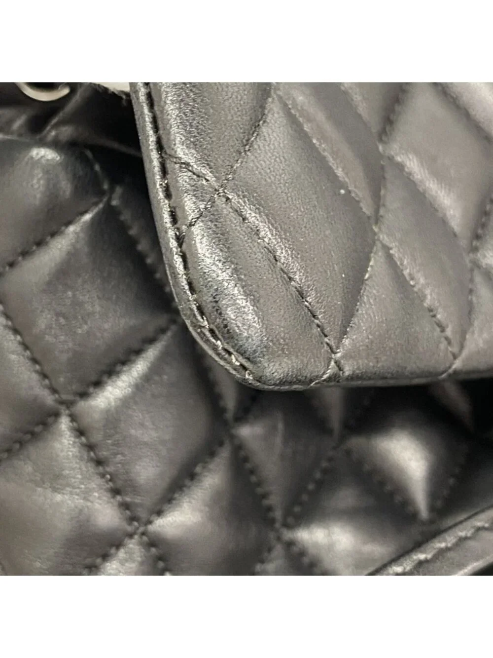 Chanel Backpack Quilted Lambskin Black Silver